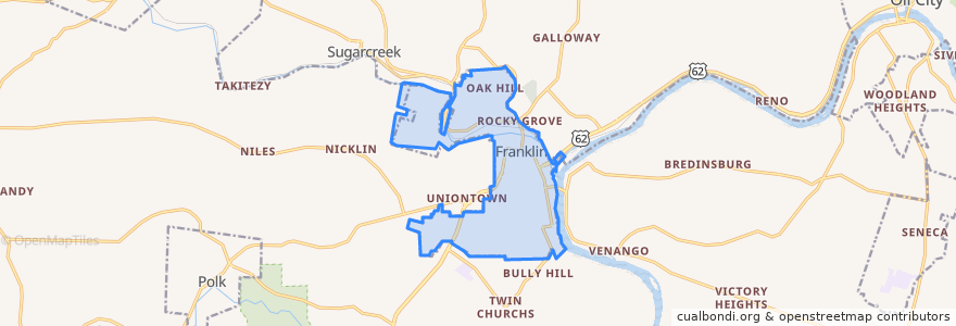 Mapa de ubicacion de Franklin.