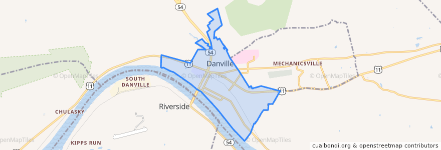 Mapa de ubicacion de Danville.