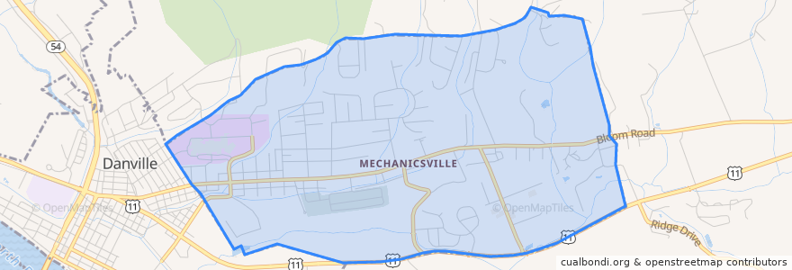 Mapa de ubicacion de Mechanicsville.