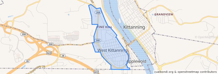 Mapa de ubicacion de West Kittanning.