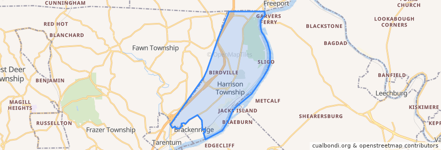 Mapa de ubicacion de Harrison Township.