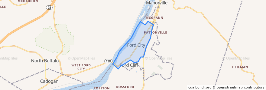 Mapa de ubicacion de Ford City.