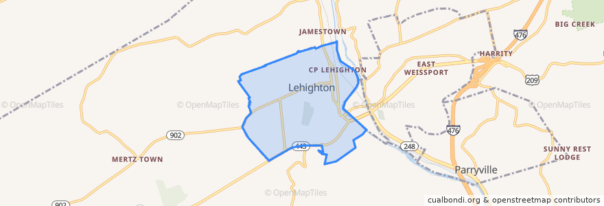 Mapa de ubicacion de Lehighton.
