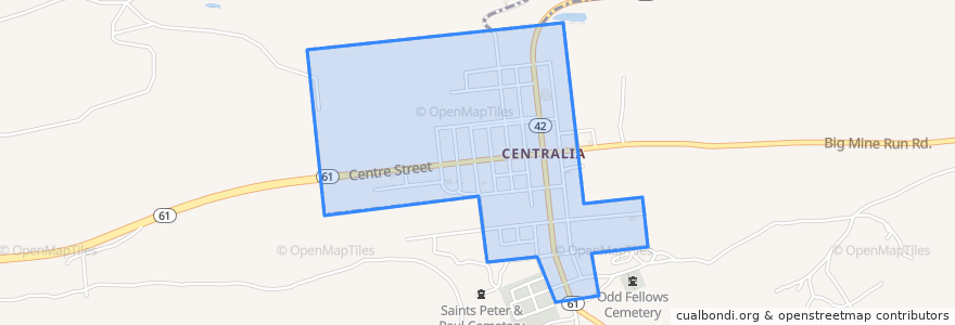 Mapa de ubicacion de Centralia.