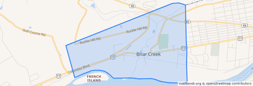 Mapa de ubicacion de Briar Creek.