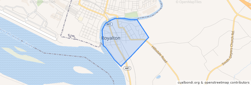 Mapa de ubicacion de Royalton.