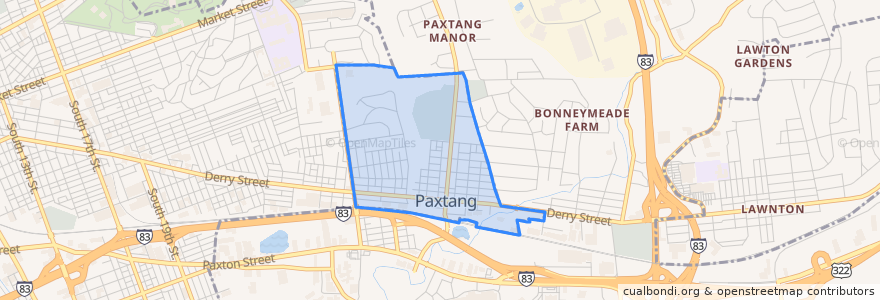 Mapa de ubicacion de Paxtang.