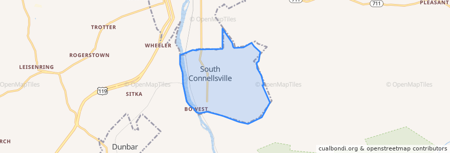 Mapa de ubicacion de South Connellsville.