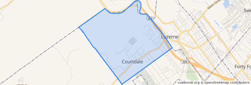 Mapa de ubicacion de Courtdale.