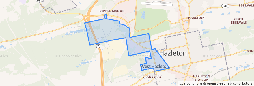 Mapa de ubicacion de West Hazleton.