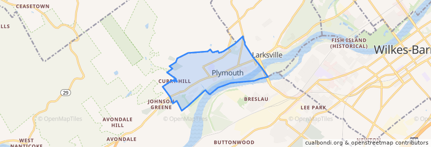 Mapa de ubicacion de Plymouth.