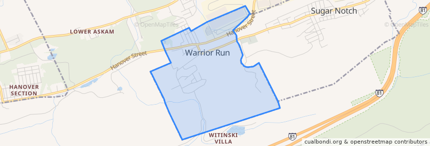 Mapa de ubicacion de Warrior Run.