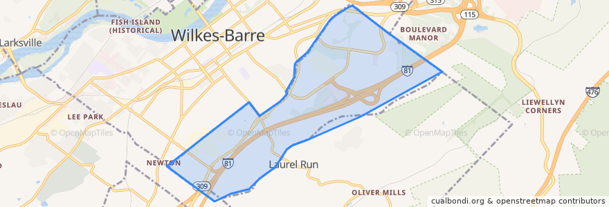 Mapa de ubicacion de Wilkes-Barre Township.