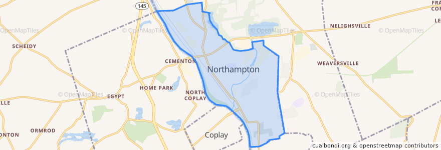 Mapa de ubicacion de Northampton.