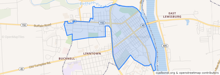Mapa de ubicacion de Lewisburg.