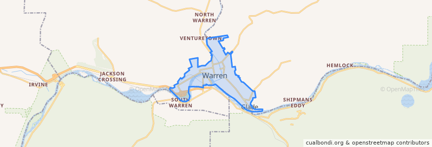 Mapa de ubicacion de Warren.