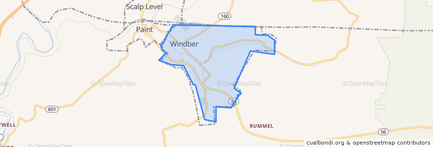 Mapa de ubicacion de Windber.