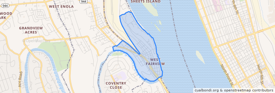 Mapa de ubicacion de West Fairview.