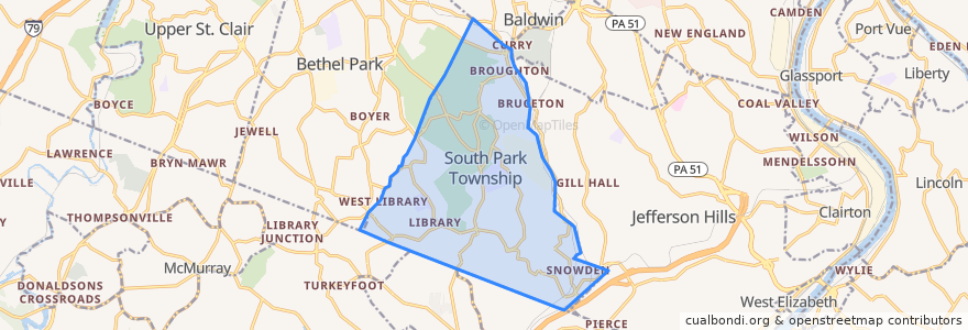 Mapa de ubicacion de South Park Township.