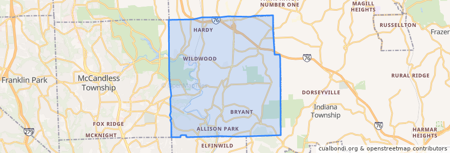 Mapa de ubicacion de Hampton Township.