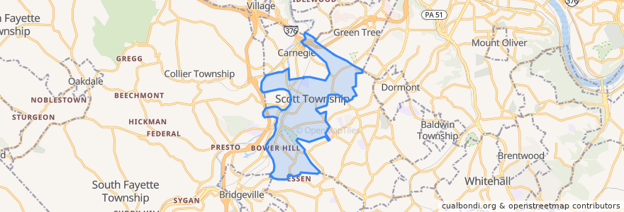 Mapa de ubicacion de Scott Township.