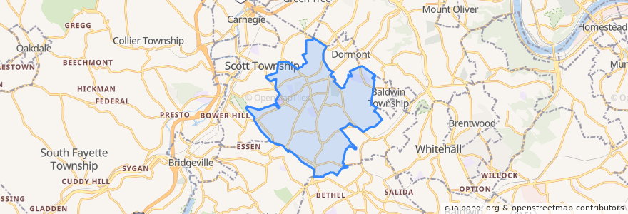 Mapa de ubicacion de Mount Lebanon.