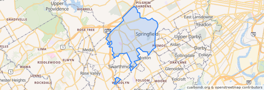 Mapa de ubicacion de Springfield Township.