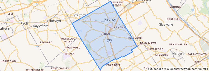 Mapa de ubicacion de Radnor Township.