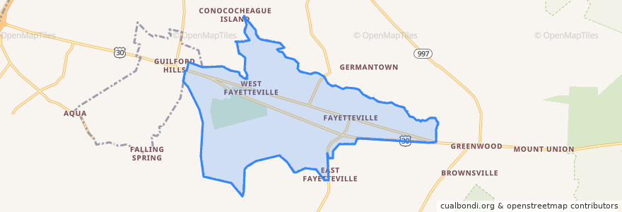 Mapa de ubicacion de Fayetteville.