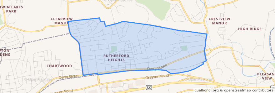Mapa de ubicacion de Rutherford.
