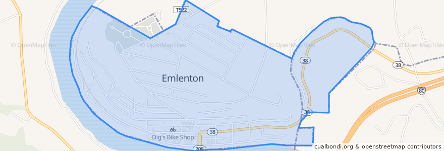 Mapa de ubicacion de Emlenton.