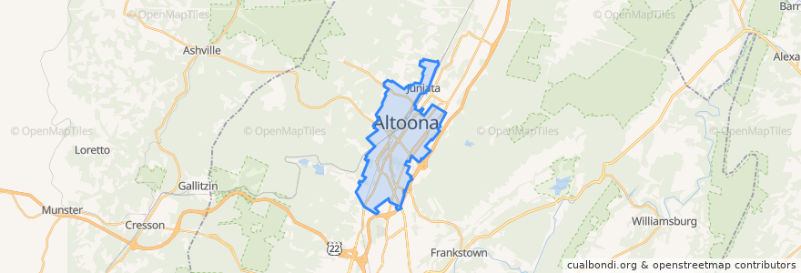 Mapa de ubicacion de Altoona.