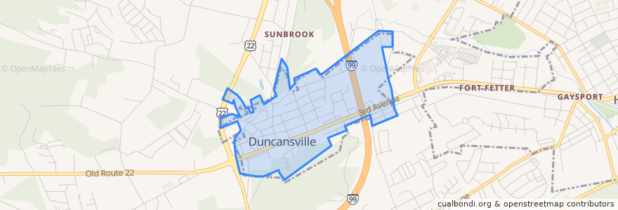 Mapa de ubicacion de Duncansville.