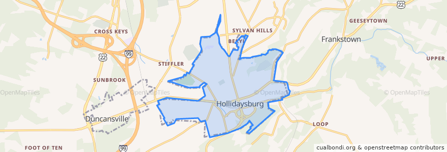 Mapa de ubicacion de Hollidaysburg.