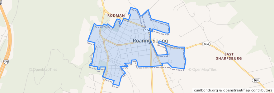 Mapa de ubicacion de Roaring Spring.