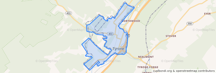 Mapa de ubicacion de Tyrone.