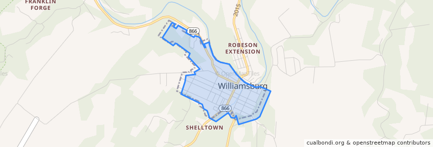 Mapa de ubicacion de Williamsburg.