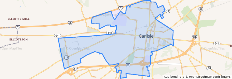 Mapa de ubicacion de Carlisle.