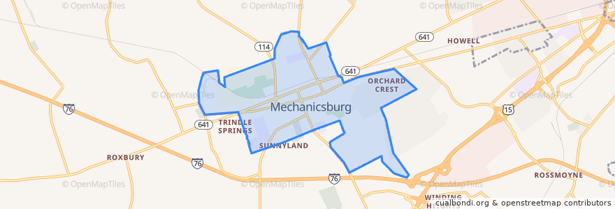 Mapa de ubicacion de Mechanicsburg.