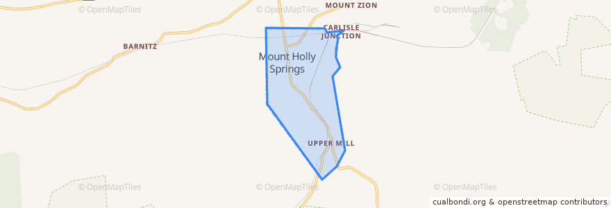Mapa de ubicacion de Mount Holly Springs.