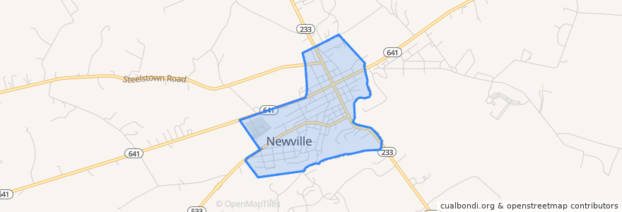 Mapa de ubicacion de Newville.