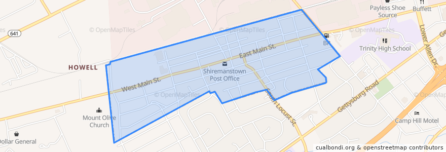 Mapa de ubicacion de Shiremanstown.