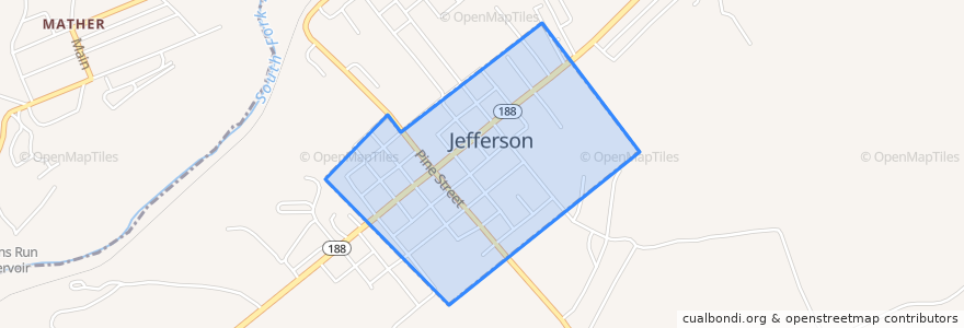 Mapa de ubicacion de Jefferson.