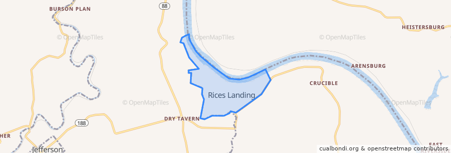 Mapa de ubicacion de Rices Landing.
