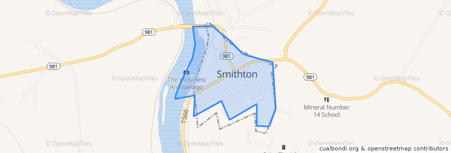 Mapa de ubicacion de Smithton.