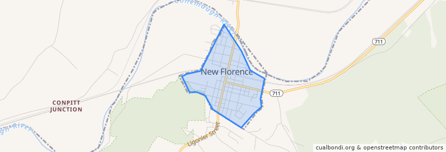 Mapa de ubicacion de New Florence.