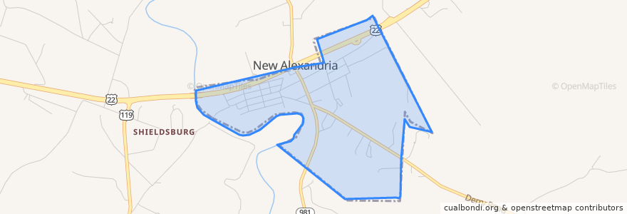 Mapa de ubicacion de New Alexandria.