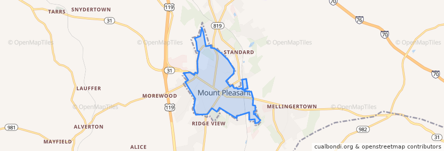 Mapa de ubicacion de Mount Pleasant.