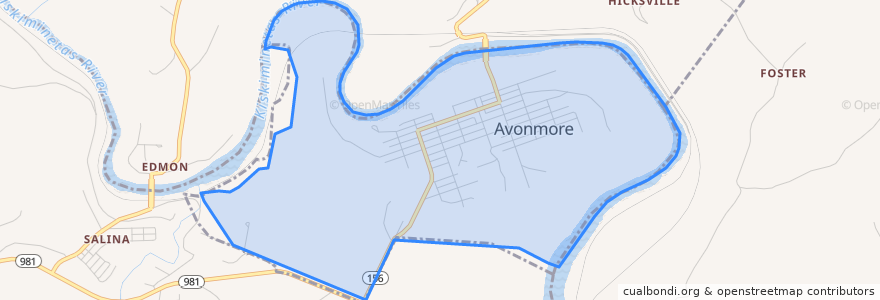 Mapa de ubicacion de Avonmore.