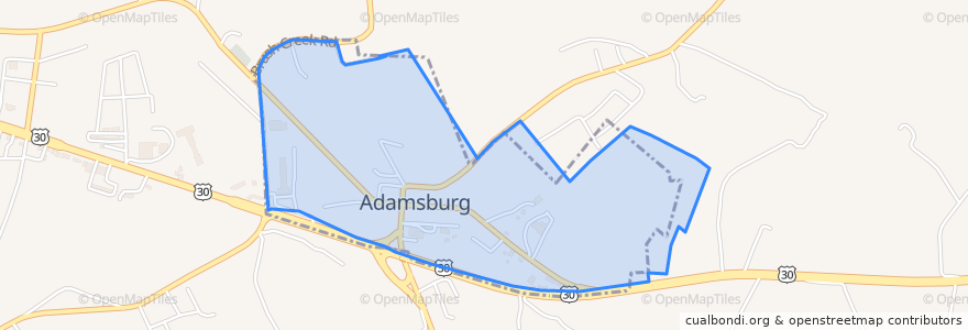 Mapa de ubicacion de Adamsburg.
